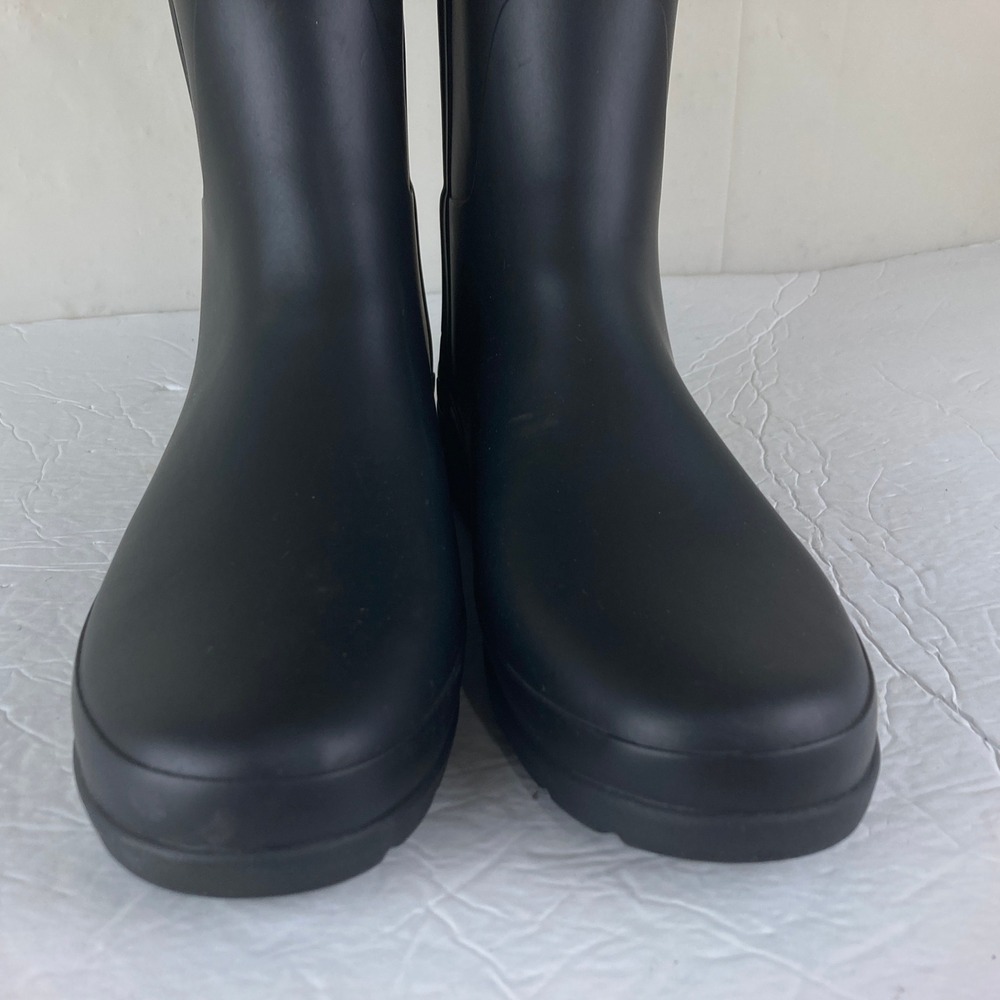 Hunter Original Tall Rain Boots Women 9 Black Striped Buckle Strap Equestrian - Picture 11 of 12
